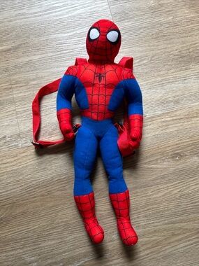 Red & Blue Kids Spider Costume Plush Backpack 20” toy adjustable strap